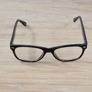 Enhance 3966 Mens Shiny Black Rectangular Eyeglasses Frames Only 52/18/145